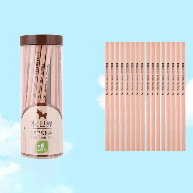 

Wood Color Hexagonal Non-toxic Barrel Drawing And Writing Pencil H9EB
