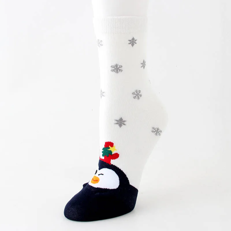 S Cotton Socks Cute Funny Women Sock Colorful Cartoon Kawaii Santa Elk Socks Christmas Gift For Girls Cute funny design#F - Цвет: S