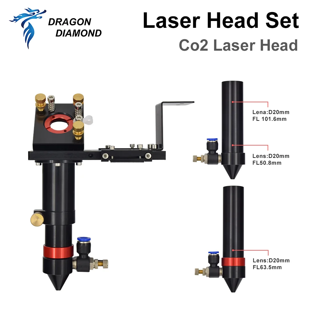 Лазерная головка DRAGON DIAMOND Co2 50 8/63 5/101 6 мм диаметр 20 Фокусирующая линза + 3 зеркала 25
