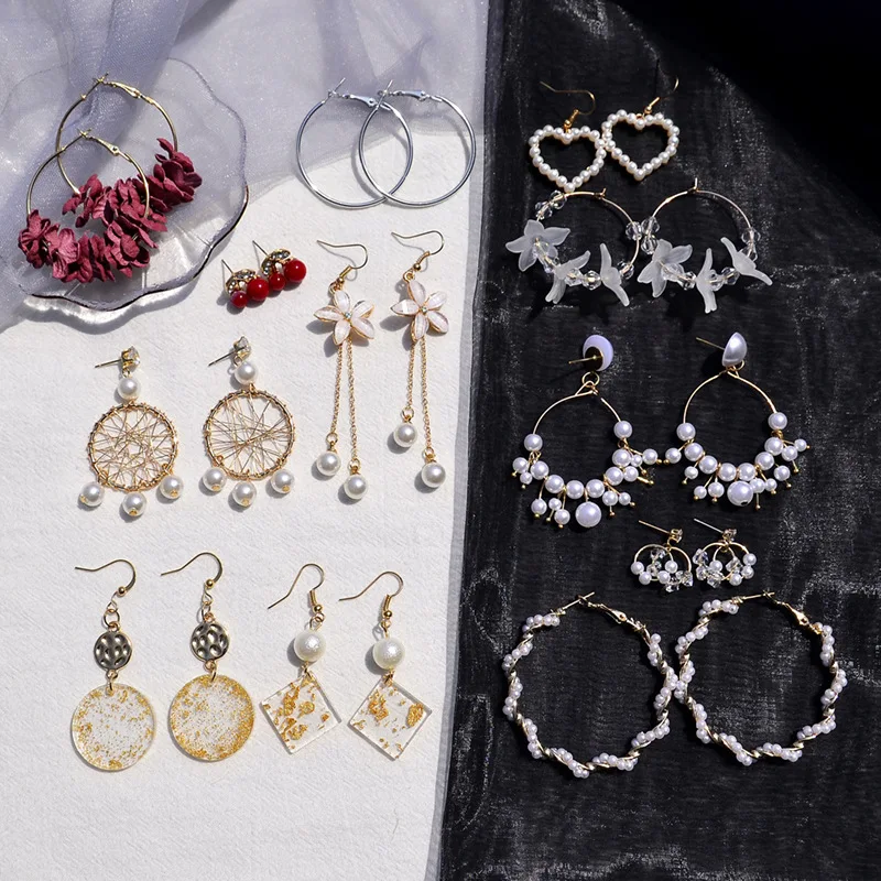 Разнообразная коллекция корейские трендовые простые серьги Стразы с жемчугом