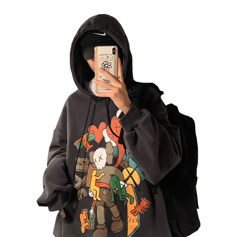 

2020 Hip Hop Clown Print Hoodie Ulzzang Tops Korean Couple Clothes Streetwear Fashion Hip Hop Anime Hoodies Kpop Sweatshirt