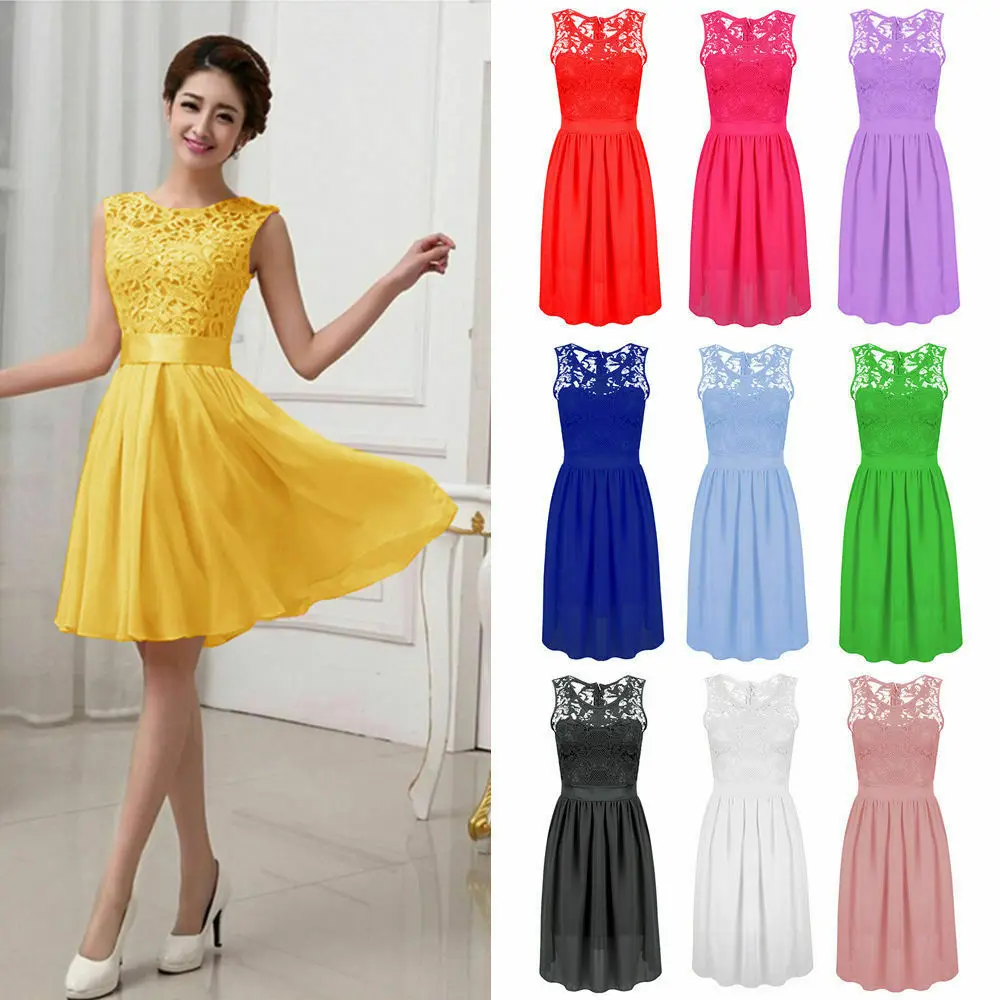 

Dress Fashion Women Elegant Sweet Hallow Out Lace Dress Sexy Party Princess Slim Summer Dresses