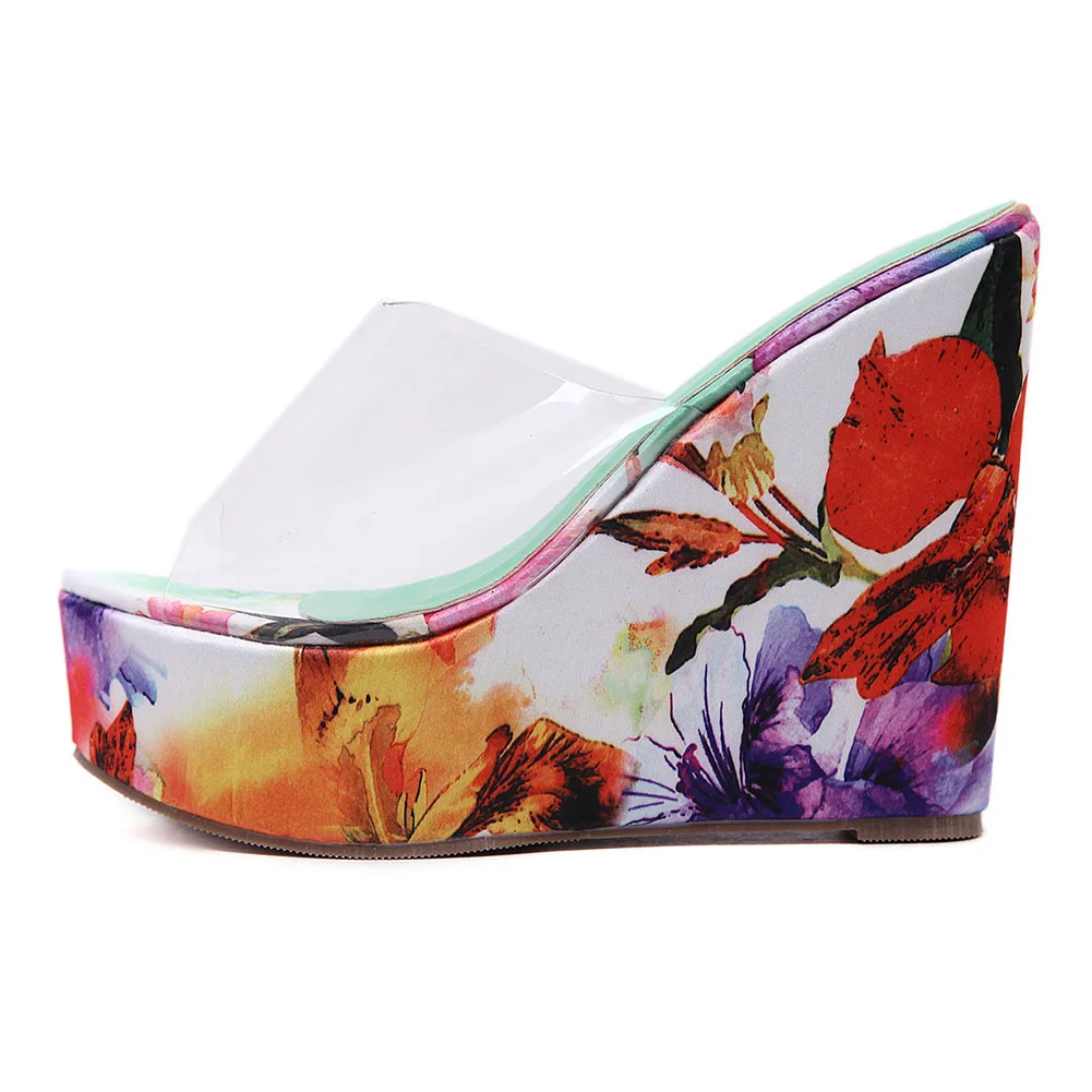 

SaraIris 2021 New Arrival Ladies Pumps Mixed Color Slip On Peep Toe Platform Pumps Women Wedges Dress Trendy Shoes For Women