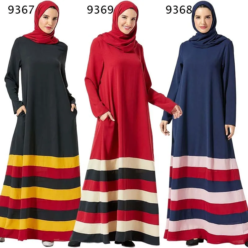 

Elegant Muslim Striped Print Abaya Maxi Dress Casual Cardigan Kimono Long Robe Gowns Middle East Eid Ramadan Islamic Elbise