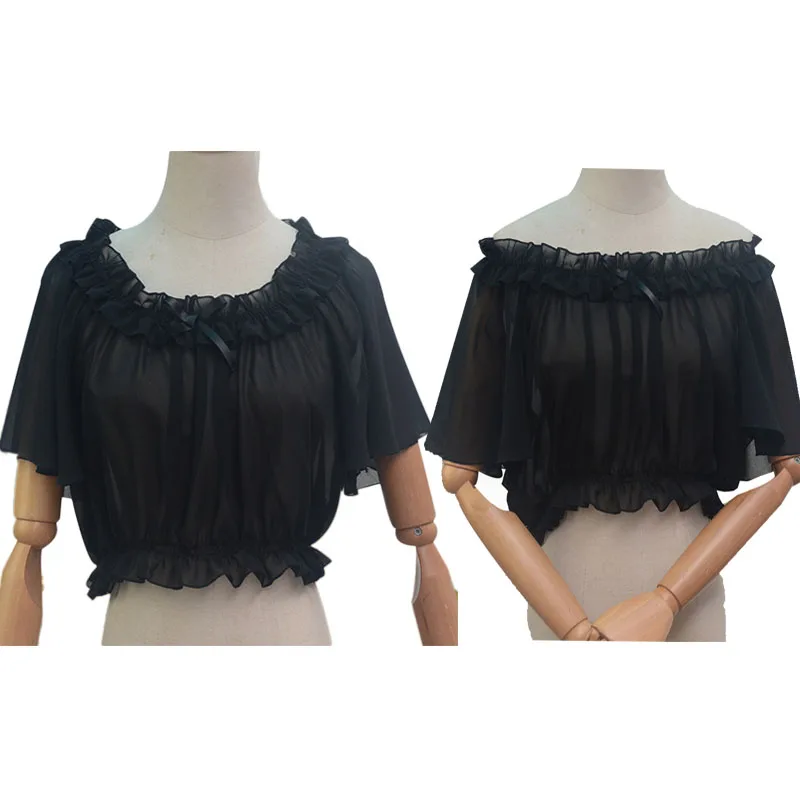 Черно белая женская блузка корсет с открытыми плечами укороченный топ оборками