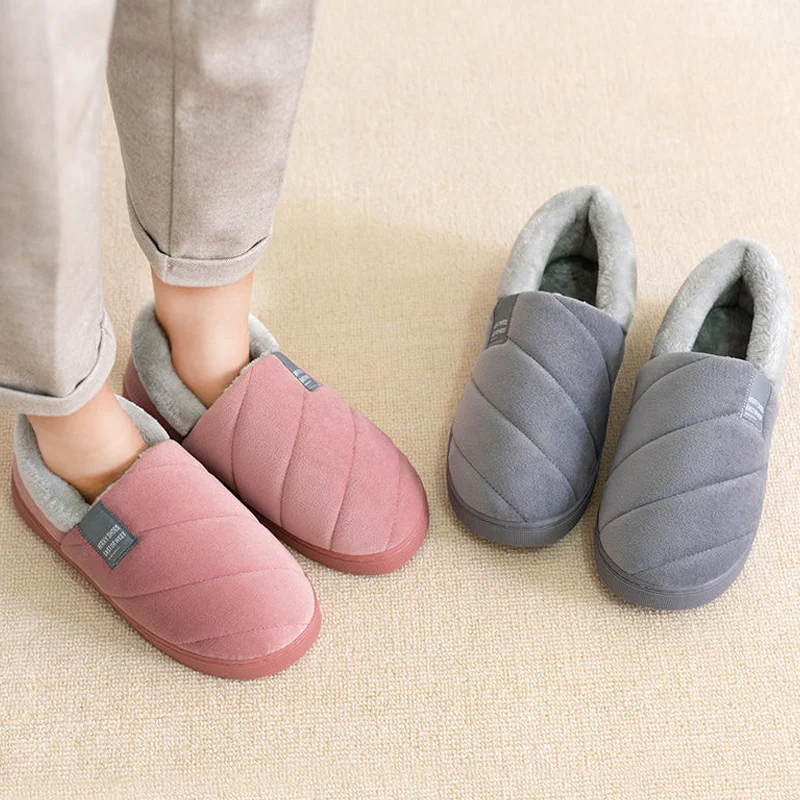 

Male Plush Cotton Shoes Comfortable Bedroom Slipper House Footwear Male Fluffy Slip on New Winter Men Home Indoor Warm Slippers