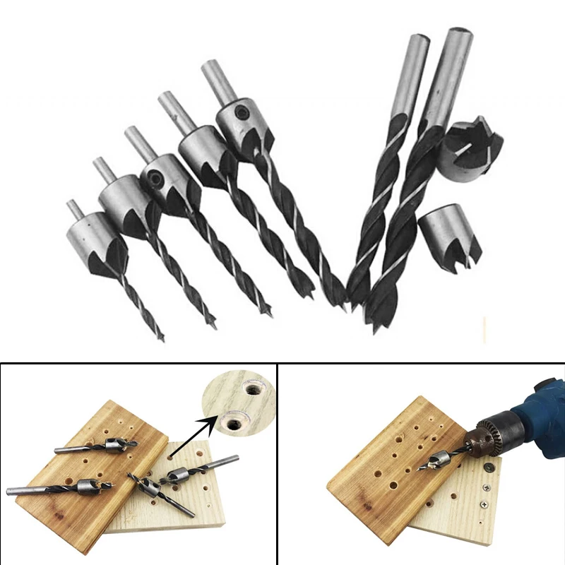 Набор быстрорежущих сверл для столярных изделий 7 шт./компл. 5 фрез 4241 шурупов 3-10