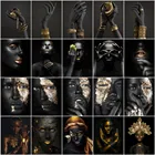 HUACAN раскраска по номеру Африканская женщина рисование на холсте Ручная роспись искусство подарок Сделай Сам картина по номеру Черное золото девушка домашний декор