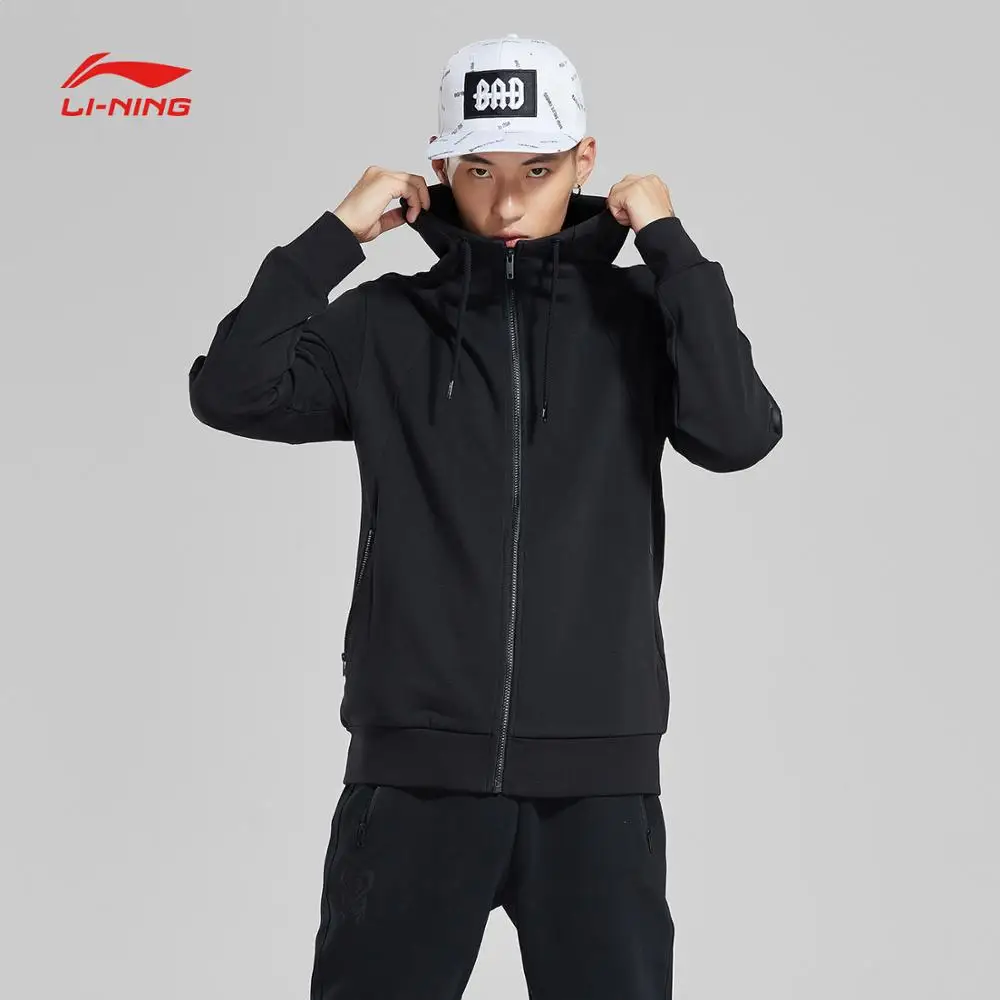 Li-Ning мужская толстовка с капюшоном для баскетбола серии BAD FIVE, 84% хлопок, 16% полиэстер, пальто с капюшоном, спортивная куртка с подкладкой AWDN331 MWW1425