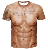 the latest summer sexy muscle tattoo t shirt 3d printing mens quick drying short sleeved hip hop fun street plus size t shirt