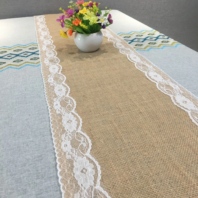 Винтажная льняная настольная дорожка из натурального мешковины свадебные