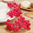 40 шт. рождественские мини матовые искусственные ягоды, ярко-красные рождественские украшения для дома, искусственные цветы с бесплатной доставкой