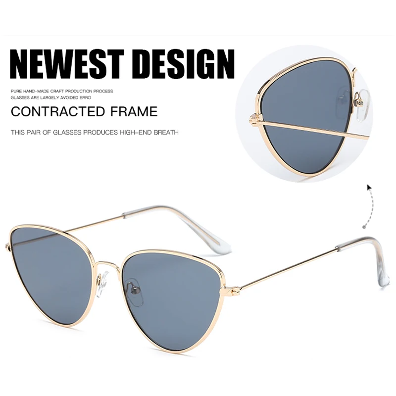 

Red Cat Eye Sunglasses Women Clear Lens Sun Glasses for Women Cat Eye Metal Pink Yellow Uv400 Ladies Eyewear Mirror PINK