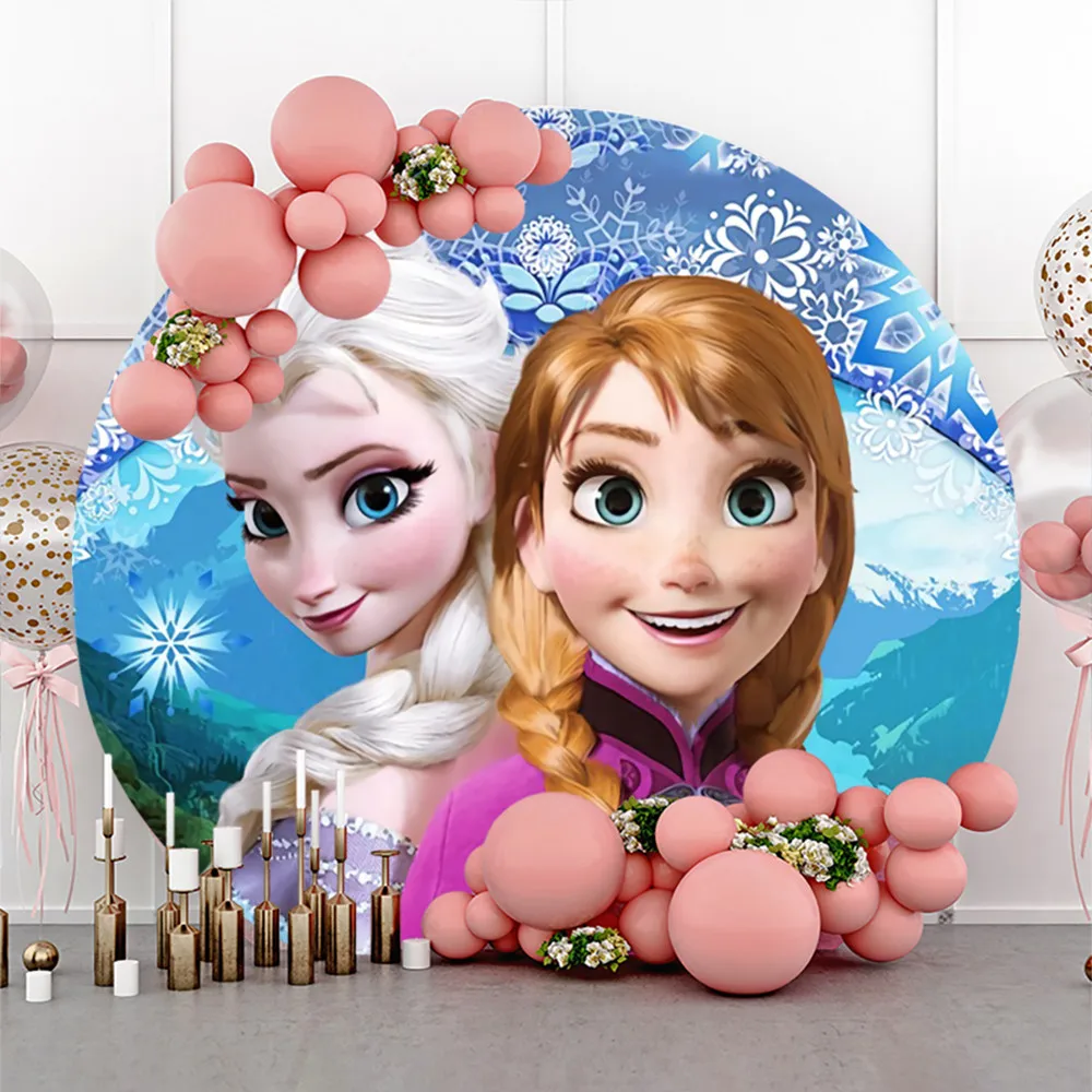 

Декорации для дня рождения, фоны, Disney, замороженные, 2 круглых формы, принцесса Айша, Белоснежка, детское украшение, фотозона, стена