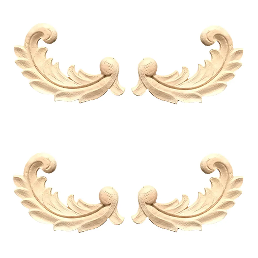 

4pcs Vintage Wood Carved Decal Corner Onlay Applique Frame Furniture Wall Unpainted for Home Cabinet Door Decor Craft 7x7cm