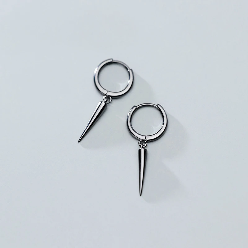 

MloveAcc 925 Solid Sterling Silver Trendy Cone Round Hoop Earrings Punk Style Jewelry Gift for Women Girl Lady Silver Jewelry