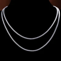 new 8 sizes 16 30inch fashion trend square box link chain necklace silver plated clavicle choker jewelry party gifts for unisex