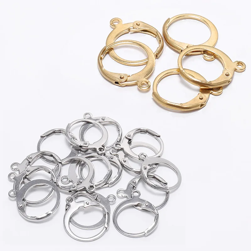 

20Pcs Metal Earring Making Accessories stainless Steel Clip Earring Clasps Hooks Findings With Loop Clasp Round Base Diy