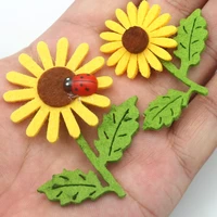 6 5cm non woven fabric sunflower with ladybug felt fabric patch appliques handicrafts diy handmade clothing accessories 10pcs