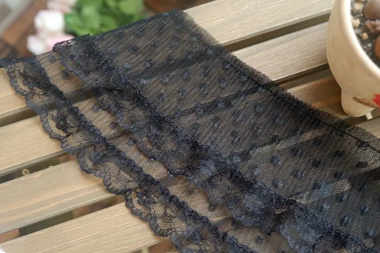 Плиссированные черно-белые кружевные аксессуары 5 метров воротник с рукавами