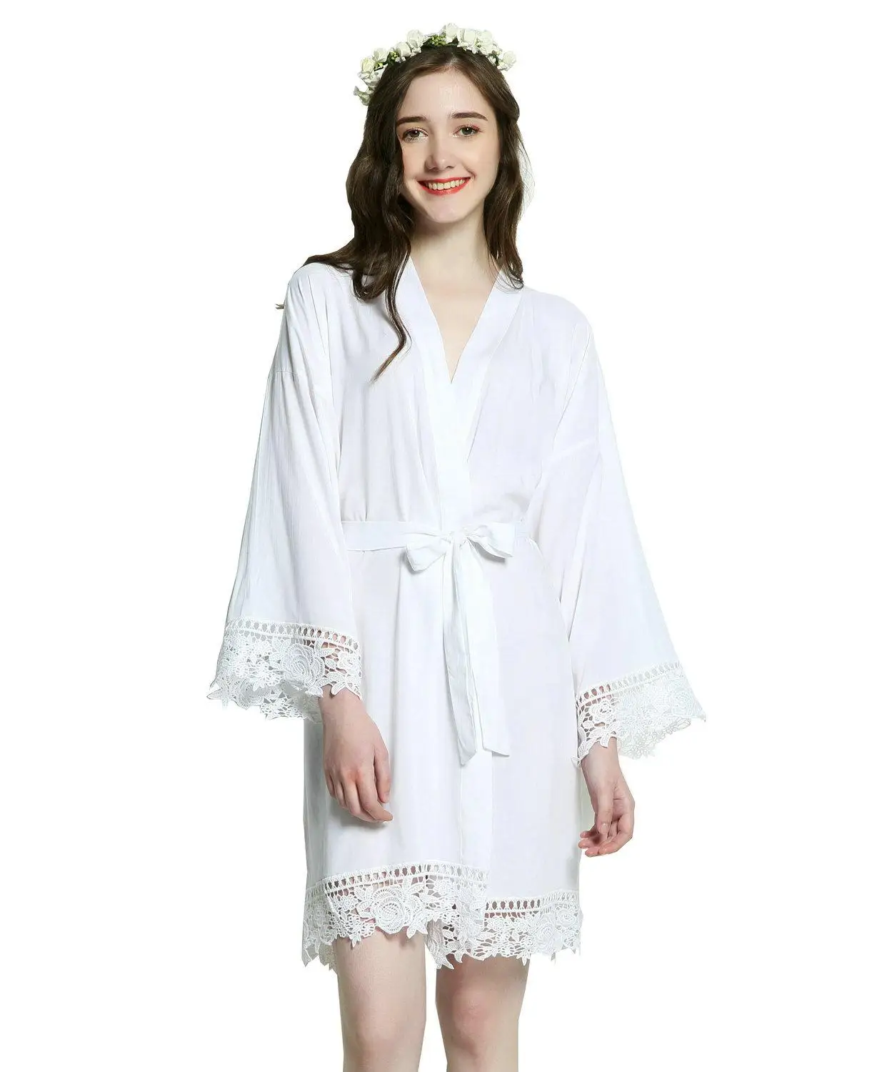 design 2 white Owiter хлопок невесты Кружева Халаты w/Обрезка женские свадебные короткие халаты белье одежда платье сексуальные ночные сорочки - Цвет: design 2 white