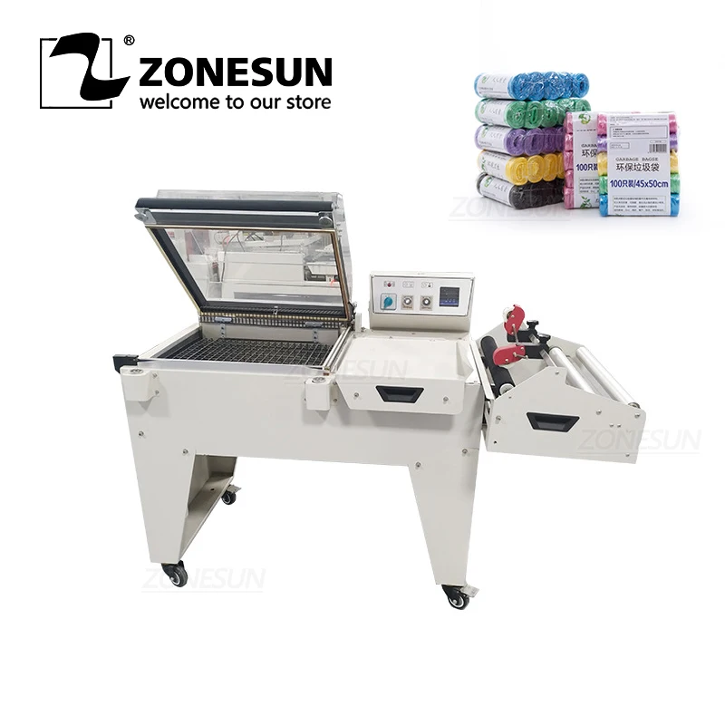 

ZONESUN Semi-automatic Heat Shrink Film Bag Heat Sealing Shrink Wrapping Machine L shape Book Shoes Packaging Machine