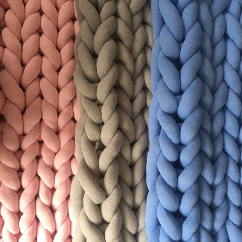 Плюшевое одеяло крупной ручной вязки большие мягкие теплые пледы зимние одеяла