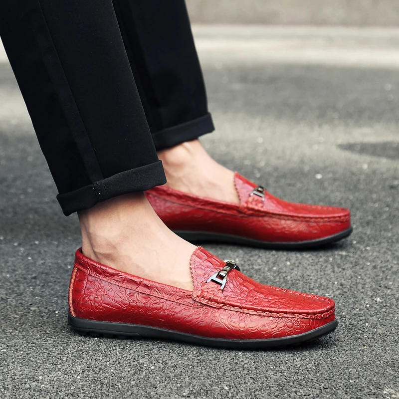2020 Men Loafer Shoes Anti Slip Driving Moccasin Slip-on Mens Leather Black Beige Man Wedding Party Dress | Обувь