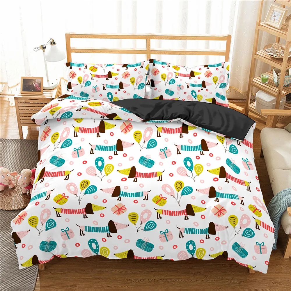 

2021 Dachshund Bedding Set High Quality Duvet Cover Cartoon Animal Comforter soft Twin Single Full Queen King Bed Linen
