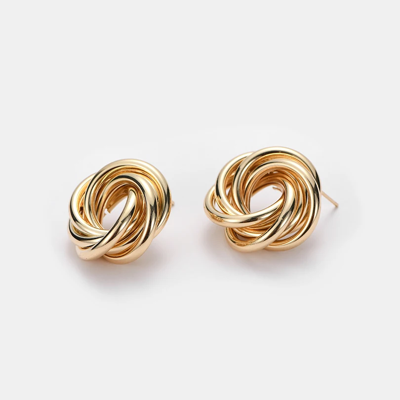 Женские серьги Laramoi массивные большие золотые и розовые геометрические гвоздики