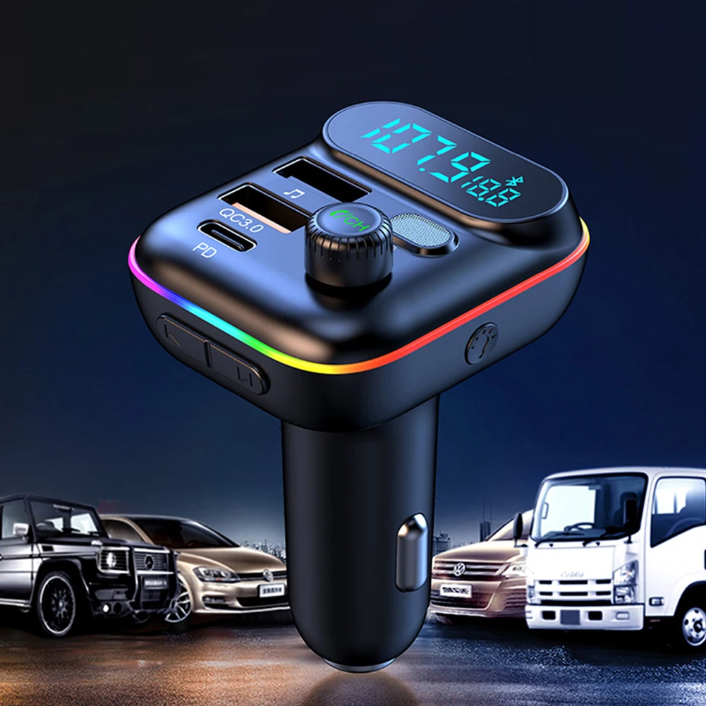 

Car Kit Handsfree Headset Earphone Car MP3 Player PD 18W 3.0 Fast USB Bluetooth-compatible Car Phone Charger