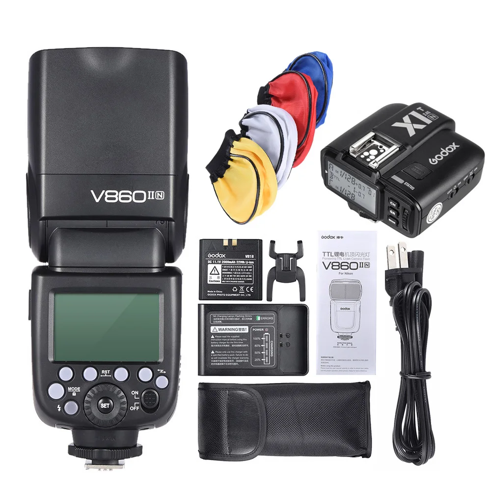 Вспышка Godox V860II N i TTL 1/8000S HSS Master Slave GN60 Speedlite с триггером для вспышки speedttl 1/8000s камер
