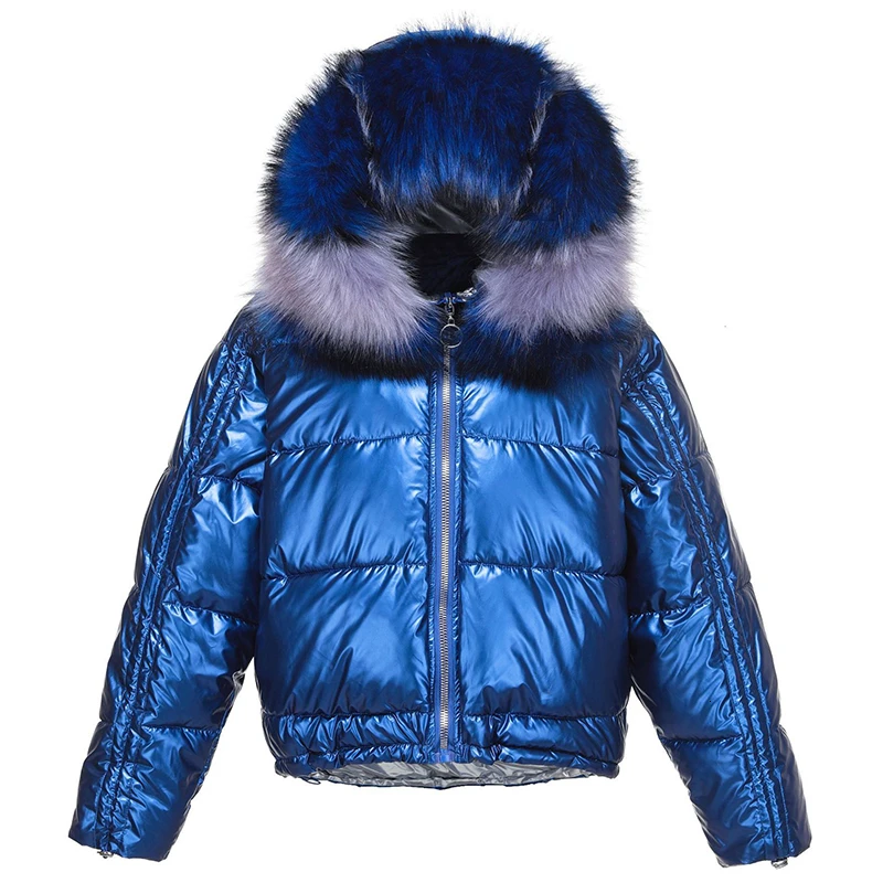 Короткое теплое зимнее пальто женская пуховая хлопковая парка с большим меховым