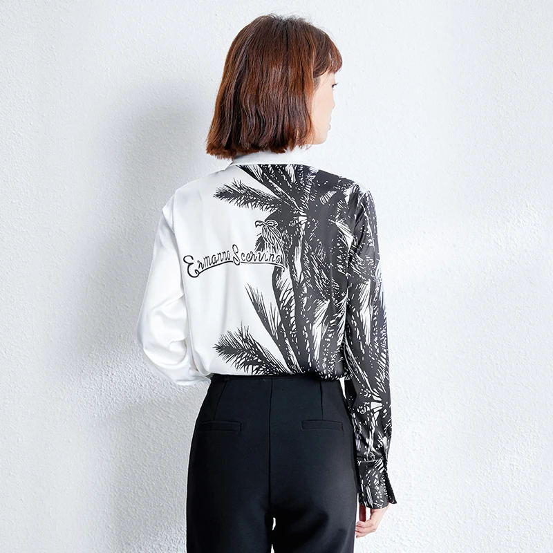 

Chikichi 2021 Spring New Ladies Printed Shirt Business Casual Temperament Long-sleeved Blouse Women Sweet and Comfortable