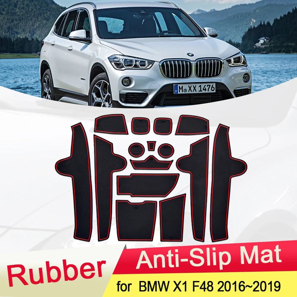 Для BMW X1 F48 2016 ~ 2019 2017 2018 резиновый противоскользящий коврик для двери паз