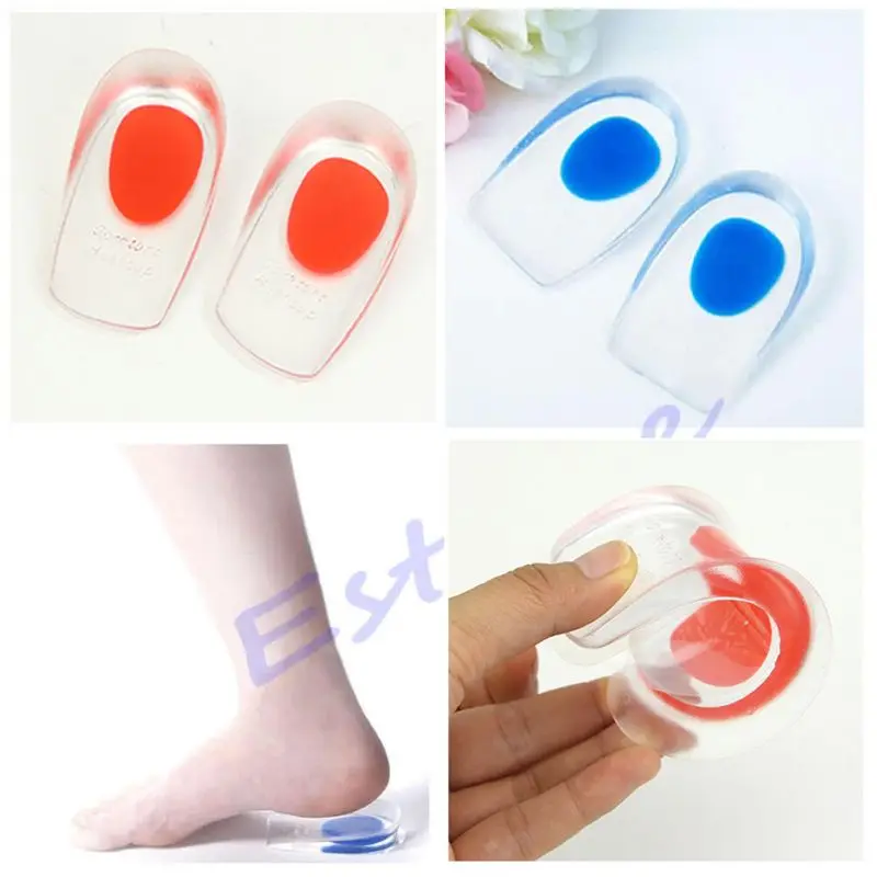 

Gel Shoes Pads Cushion Heel Cup Insoles Massager Inserts Heel Spur Pain Silicone