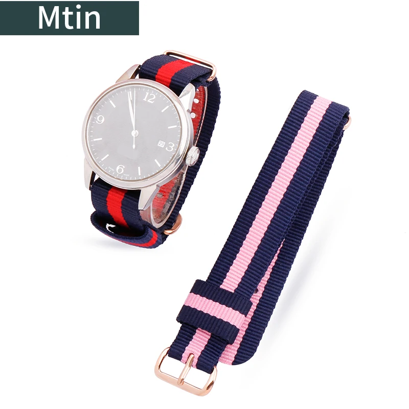 18mm colorful canvas nylon strap silver gold pin buckle suitable for DW Tissot Casio water ghost sports watch chain wristbands