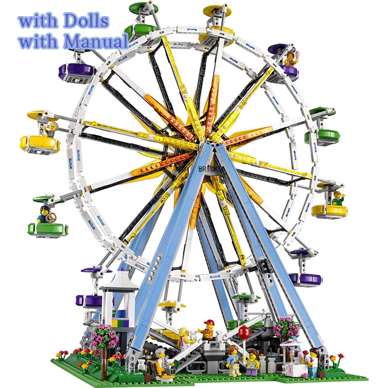 

2464 Pcs Figures Street View Model Set Ferris Wheel Building Block Bricks Toys Girls Boys Birthday Gifts For Children 15012