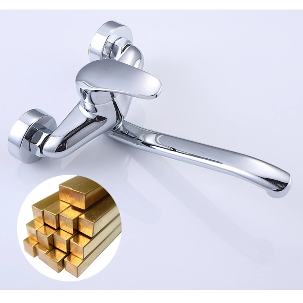 Медный смеситель для раковины хромированный настенный кран горячей и холодной