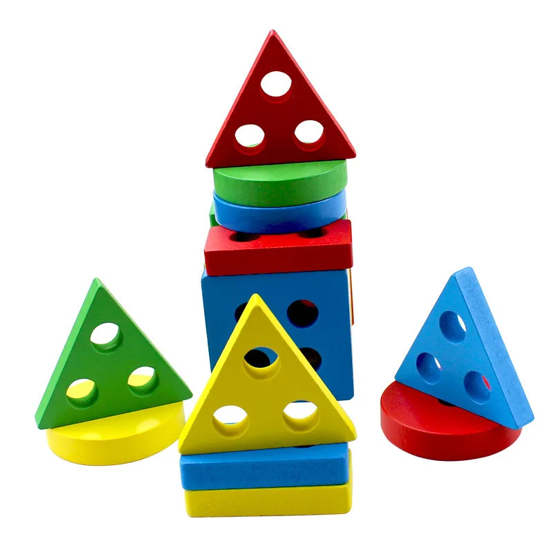 

Geometric Shape Sorter Toy Sets Bricks Building Block Wood Toys Baby Wooden Toy Education Building Chopping Block Match Toy