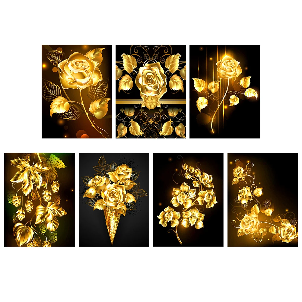 

5D DIY Golden Rose Series Diamond Painting Diamond Mosaic Cross Stitch Kit Full Brick Embroidery Handmade Home Decoration