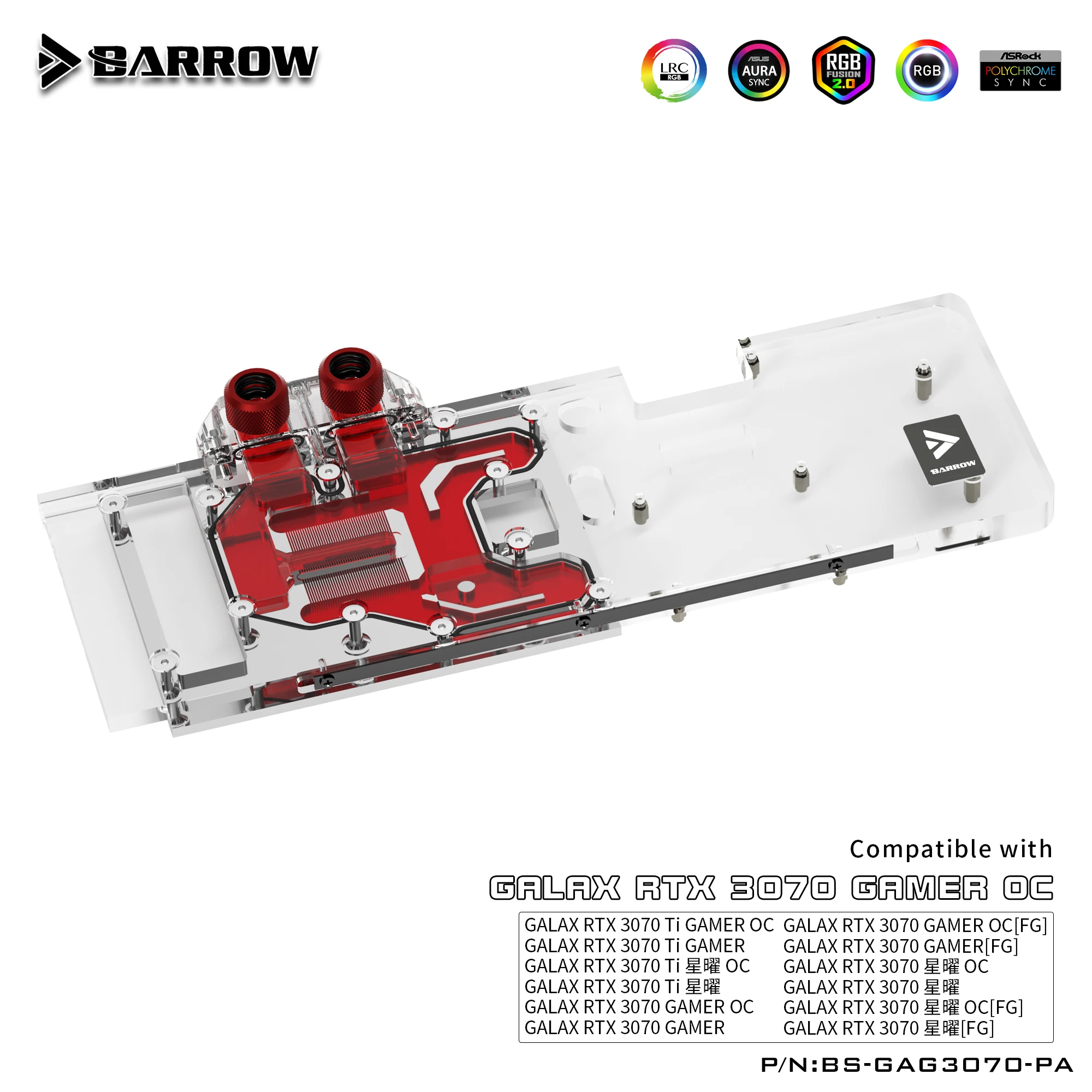 

Объемный водяной блок BARROW для GALAX RTX 3070 TI GAMER OC GPU Card, медная Стандартная 5 В, 3 контакта
