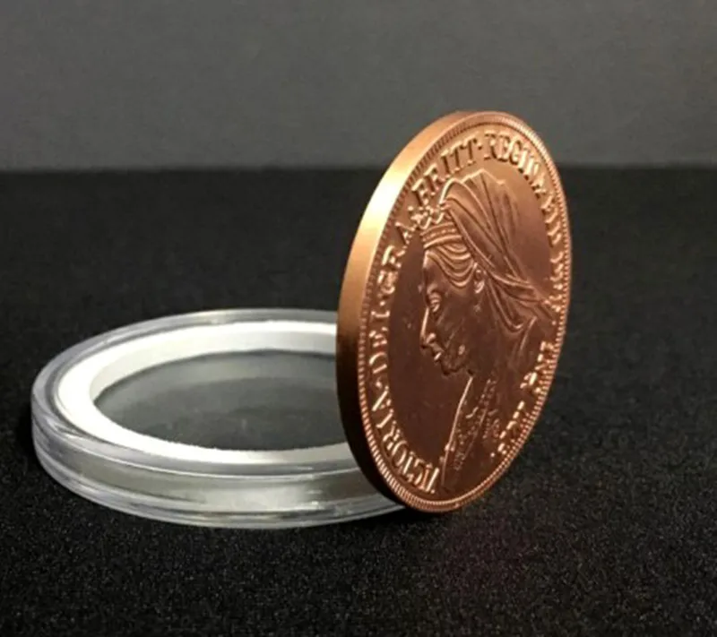 Королева Виктория древняя монета (красная бронза) Мерцающий магии крупным планом