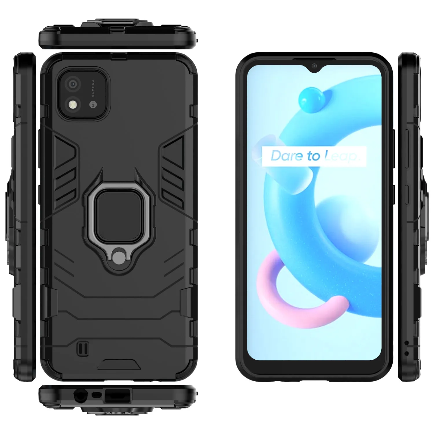 

for Realme C20 Case, Hybrid Armor Hard Plastic and Silicone TPU with Stand Bumper Protective Back Case for Realme C20