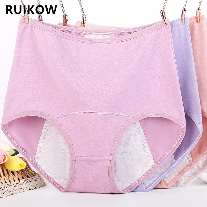 

3PCS/Pack Women Menstrual Period Panties Leak Proof Plus Size Warm Breathable Underwear Pure Cotton Ladies Full Hipster Briefs