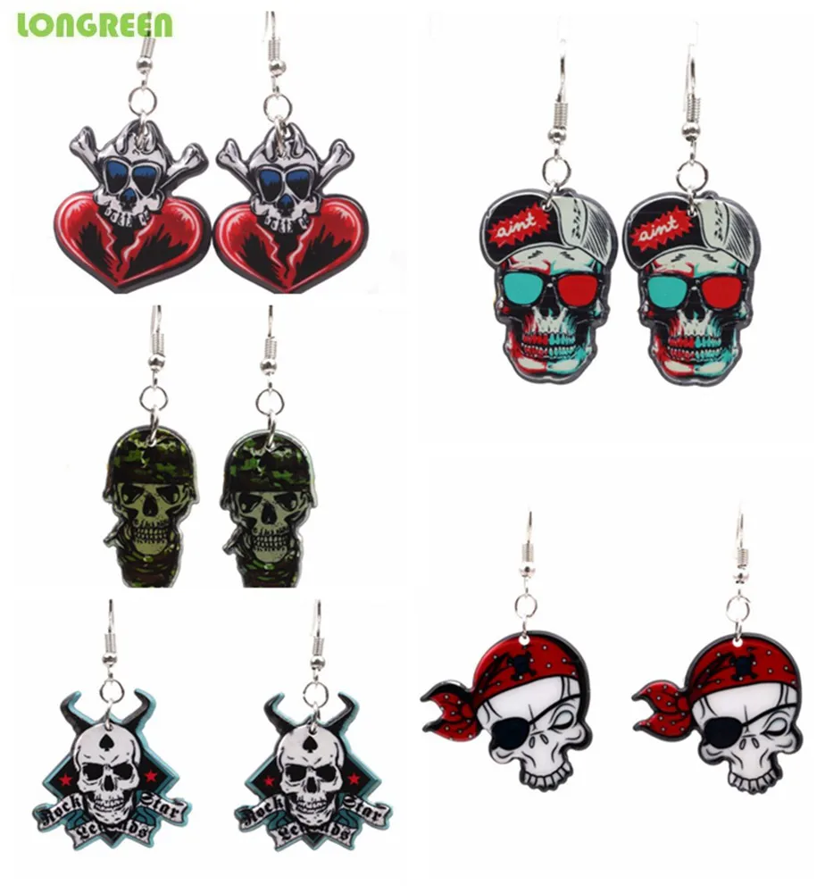 Серьга с черепом на Хэллоуин вечерние сережки привидением для мужчин женщин и