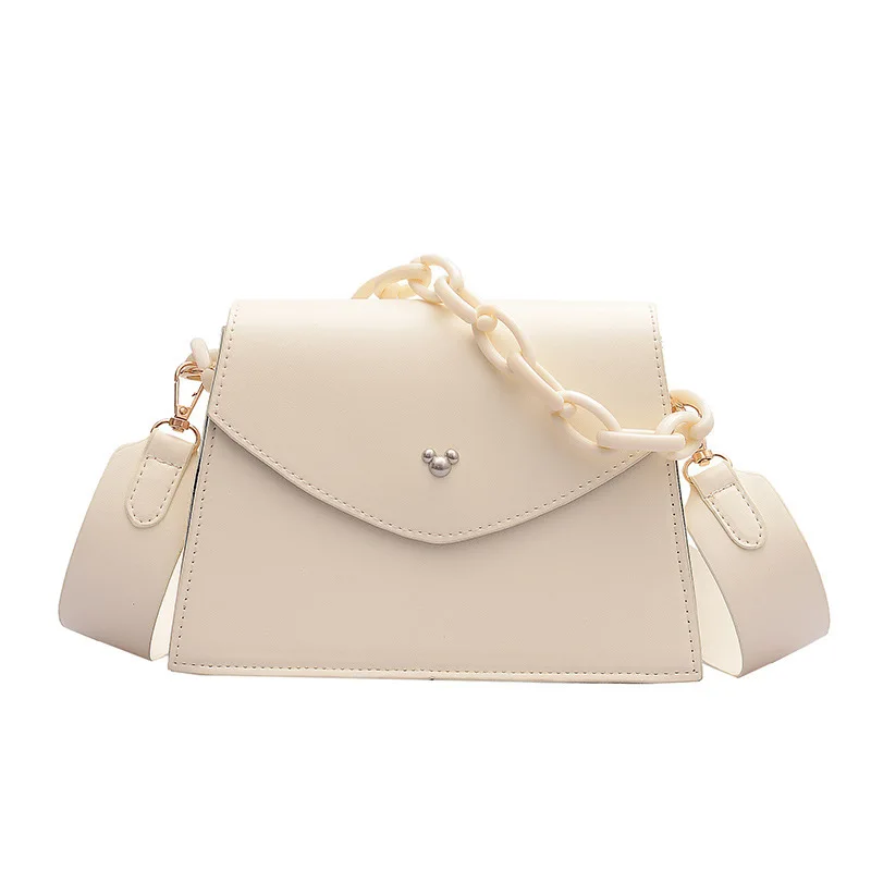 

New texture foreign style small square bag ins shoulder bag wide shoulder strap slung women's bag