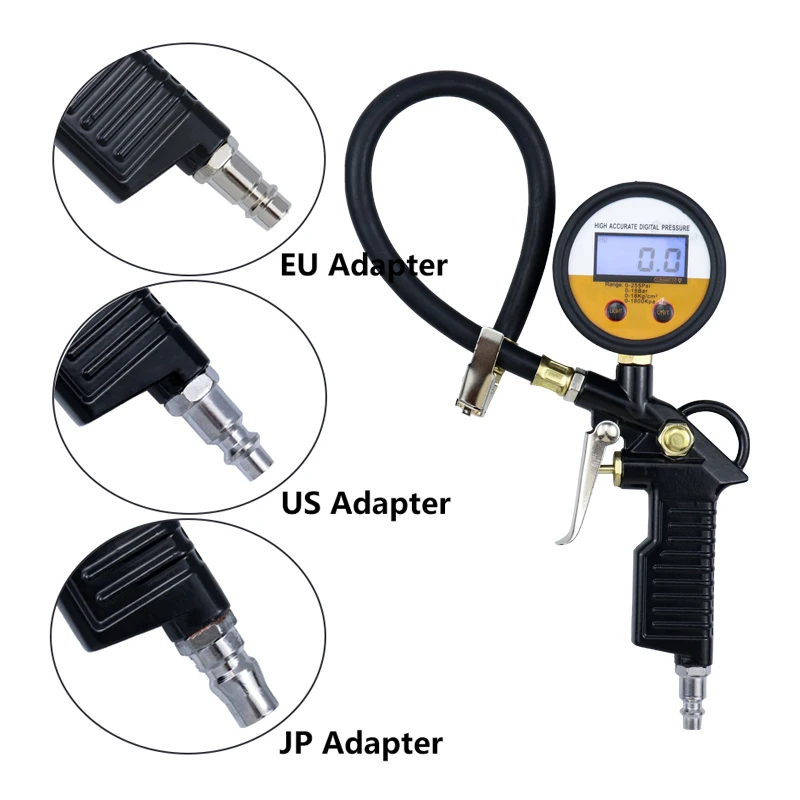 Digital Tire Pressure Gauge 0-255PSI Inflatable PSI/BAR/KPA/Kg/cm2 Measuring Instrument EU/US/JP | Инструменты