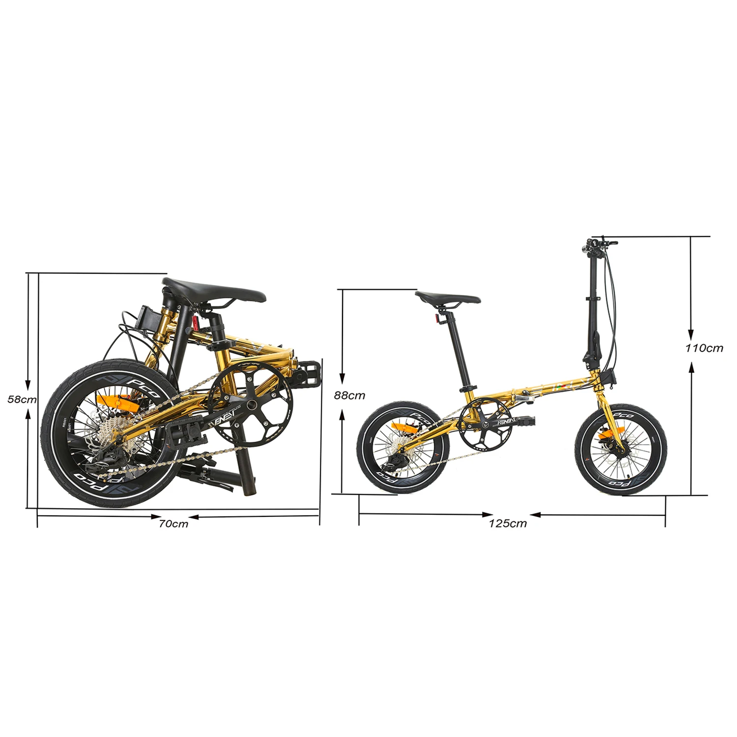 

16 Inch Foldable Bike With Disc Brakes 10 Speeds Bicycle 4130 Steel Frame Mini Bicycle Aluminum Alloy Wheels Cycling Parts