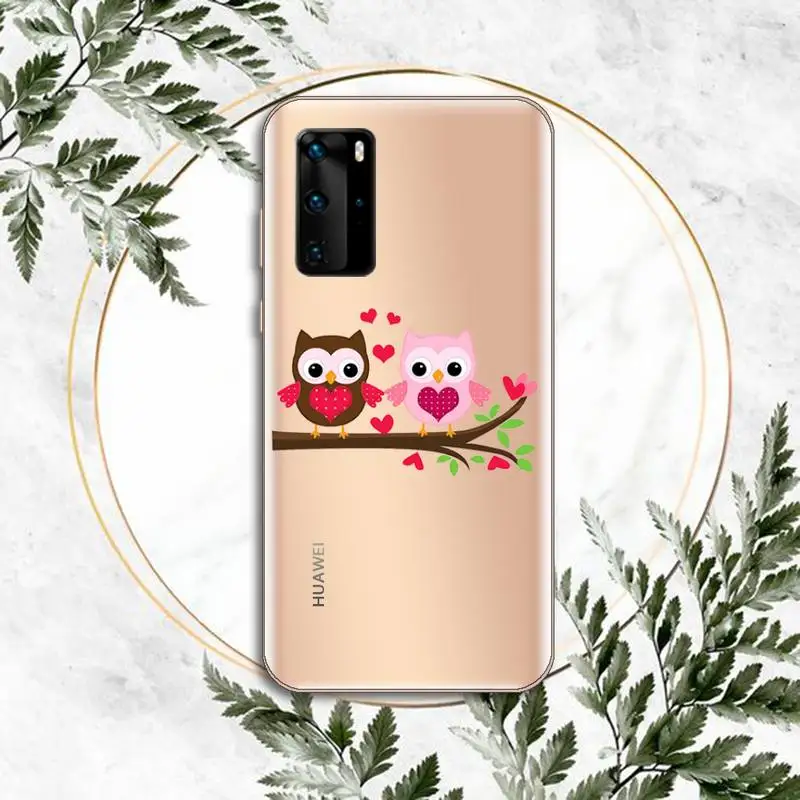 

owl Cute pink cartoon animal Phone Case Transparent for Huawei P honor 8 10i 20 30 40 smart 2019